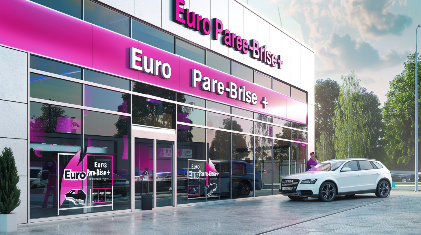 Centre Europarebrise avec façade moderne et véhicule stationné devant pour remplacement de pare-brise